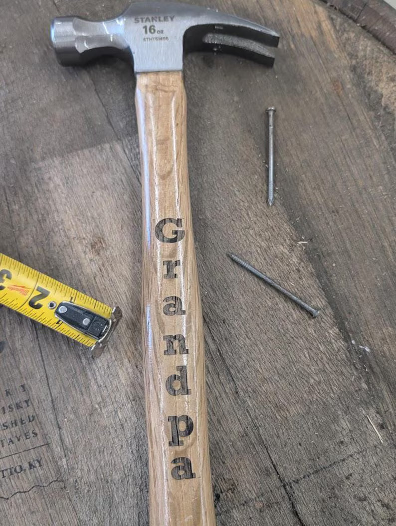 Personalized Engraved Hammer – Custom Wood Handle Gift for Dads, Grandpas