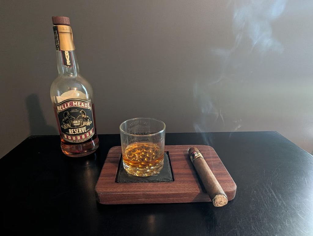 PERSONALIZED CIGAR & WHISKEY COASTER BOARD