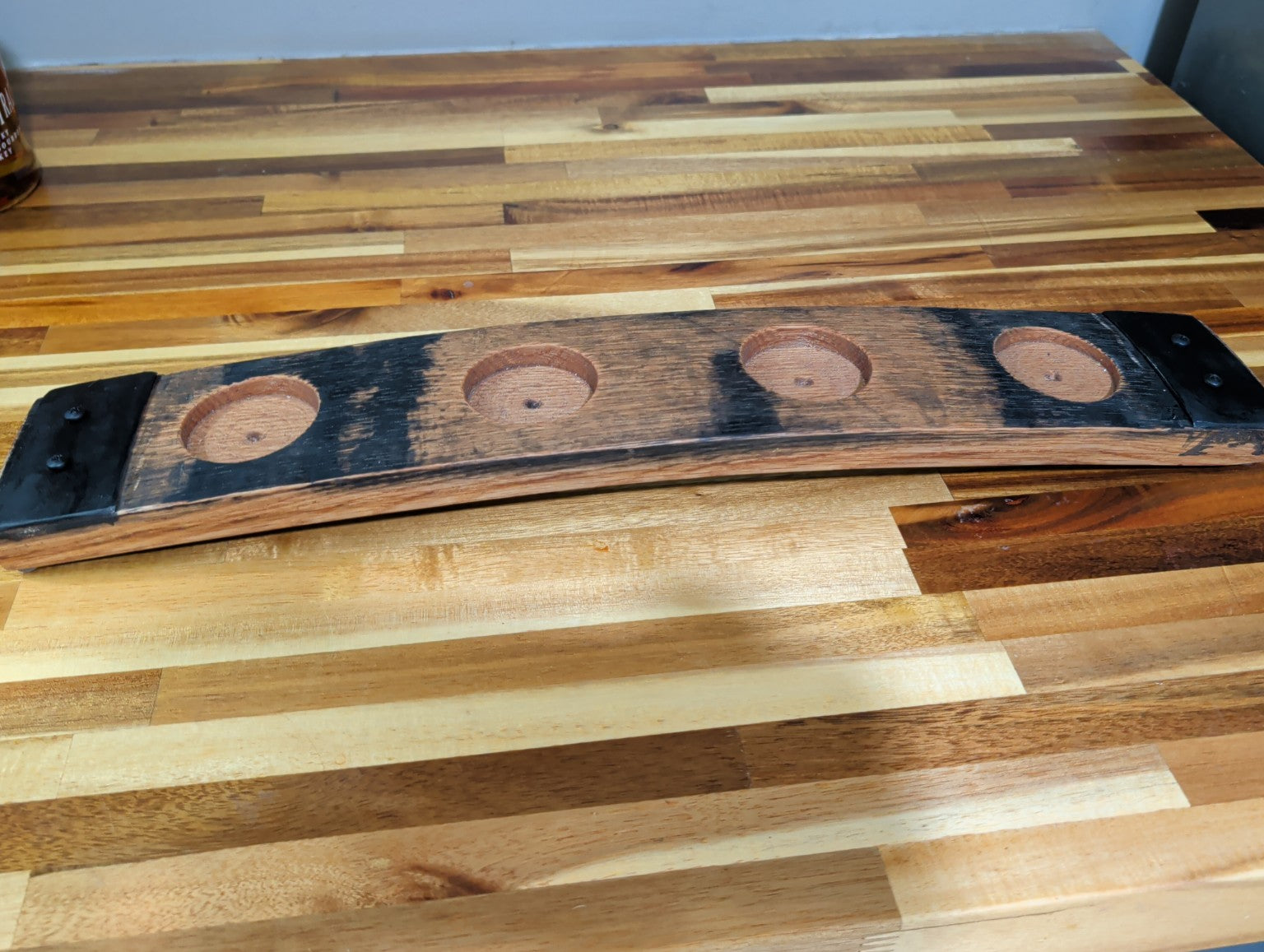 Authentic Whiskey Barrel Flight Board